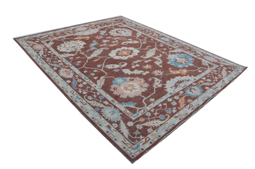 8x10 Brown Floral Handmade Wool Rug | Premium Luxury Area Rug