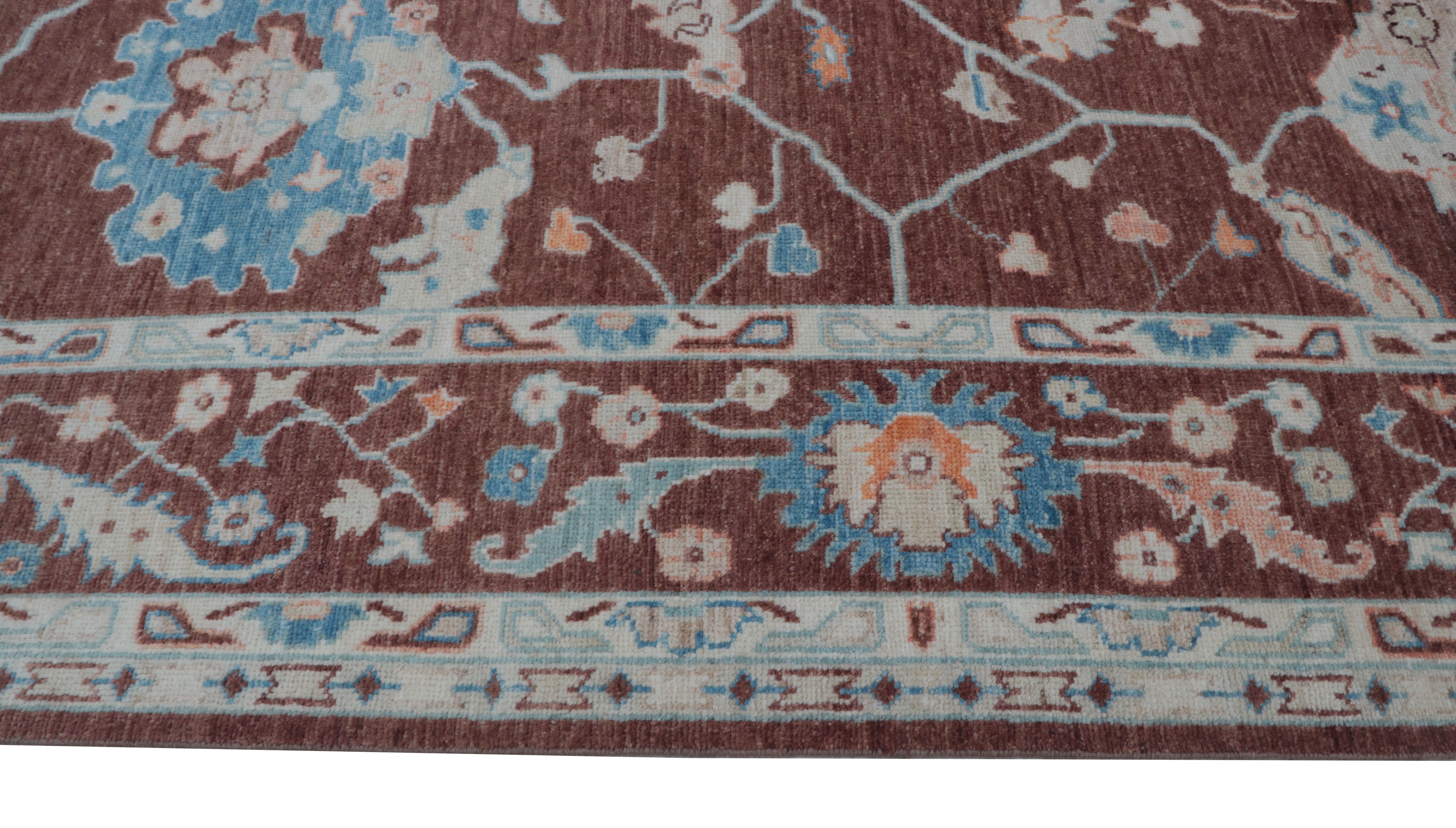 8x10 Brown Floral Handmade Wool Rug | Premium Luxury Area Rug