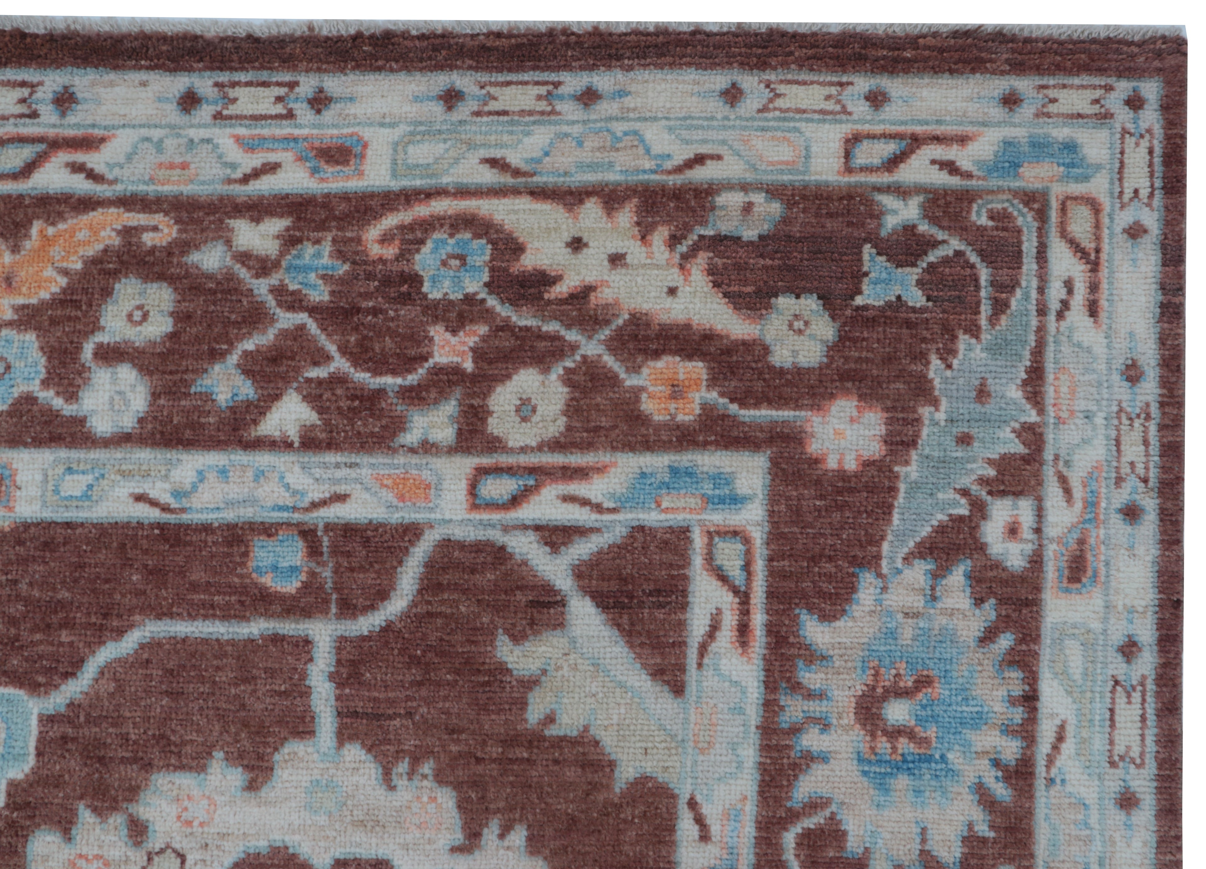 8x10 Brown Floral Handmade Wool Rug | Premium Luxury Area Rug