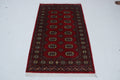 Red Mori Bokhara handmade geometric cotton and wool rug
