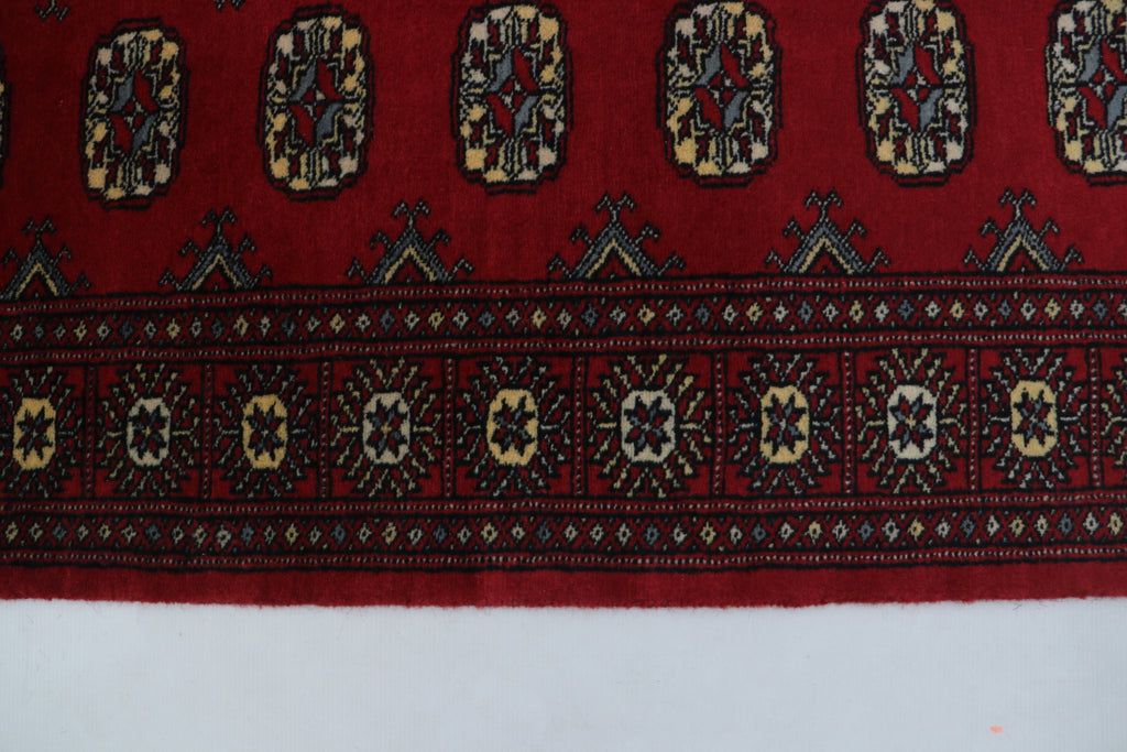 3x5 Red Mori Bokhara Geometric Handmade Cotton & Wool Rug | Premium Luxury Area Rug