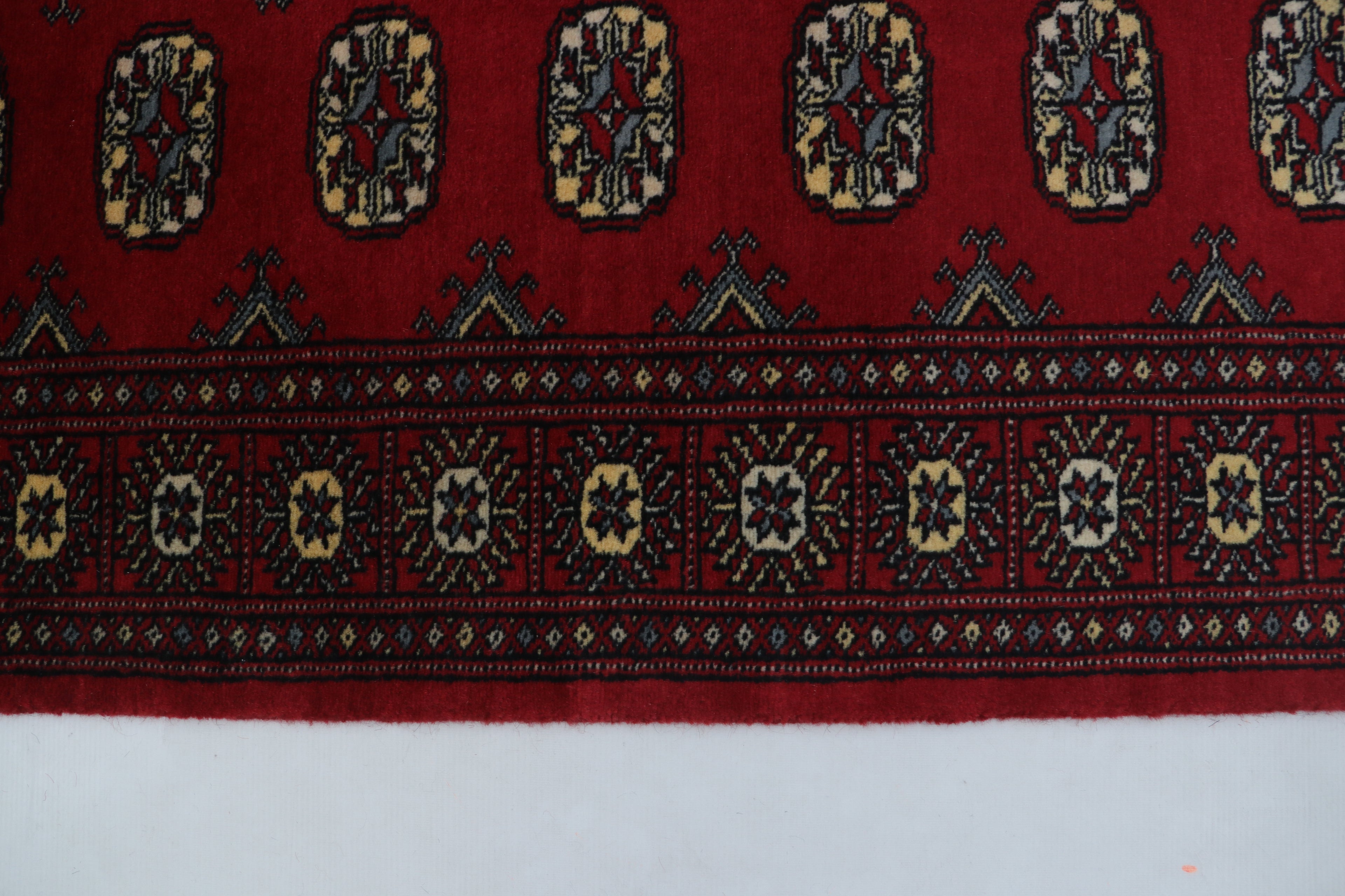3x5 Red Mori Bokhara Geometric Handmade Cotton & Wool Rug | Premium Luxury Area Rug