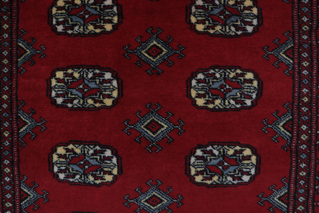 3x5 Red Mori Bokhara Geometric Handmade Cotton & Wool Rug | Premium Luxury Area Rug