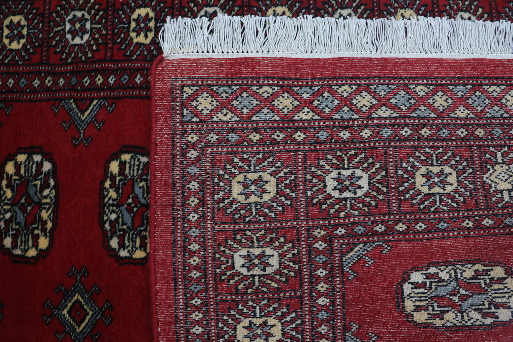 3x5 Red Mori Bokhara Geometric Handmade Cotton & Wool Rug | Premium Luxury Area Rug