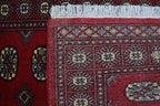 3x5 Red Mori Bokhara Geometric Handmade Cotton & Wool Rug | Premium Luxury Area Rug