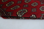 3x5 Red Mori Bokhara Geometric Handmade Cotton & Wool Rug | Premium Luxury Area Rug