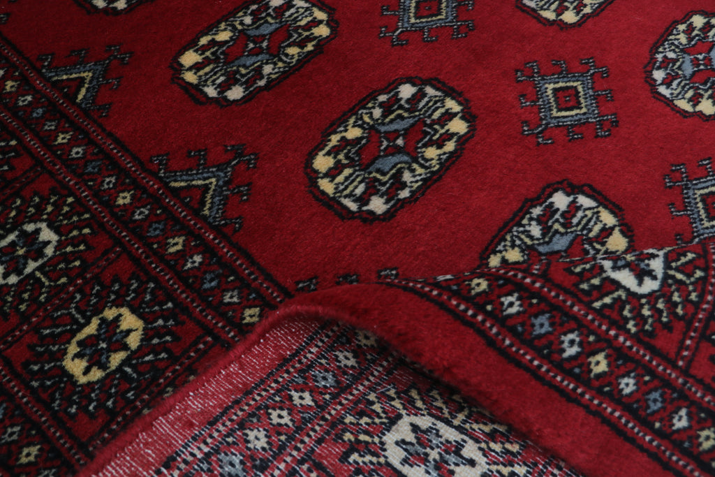 3x5 Red Mori Bokhara Geometric Handmade Cotton & Wool Rug | Premium Luxury Area Rug