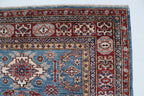 5x6 Blue & Red Super Kazak Geometric Handmade Cotton & Wool Rug | Premium Luxury Area Rug