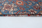 5x6 Blue & Red Super Kazak Geometric Handmade Cotton & Wool Rug | Premium Luxury Area Rug