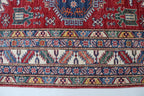 5x6 Beige & Red Super Kazak Geometric Handmade Cotton & Wool Rug | Premium Luxury Area Rug