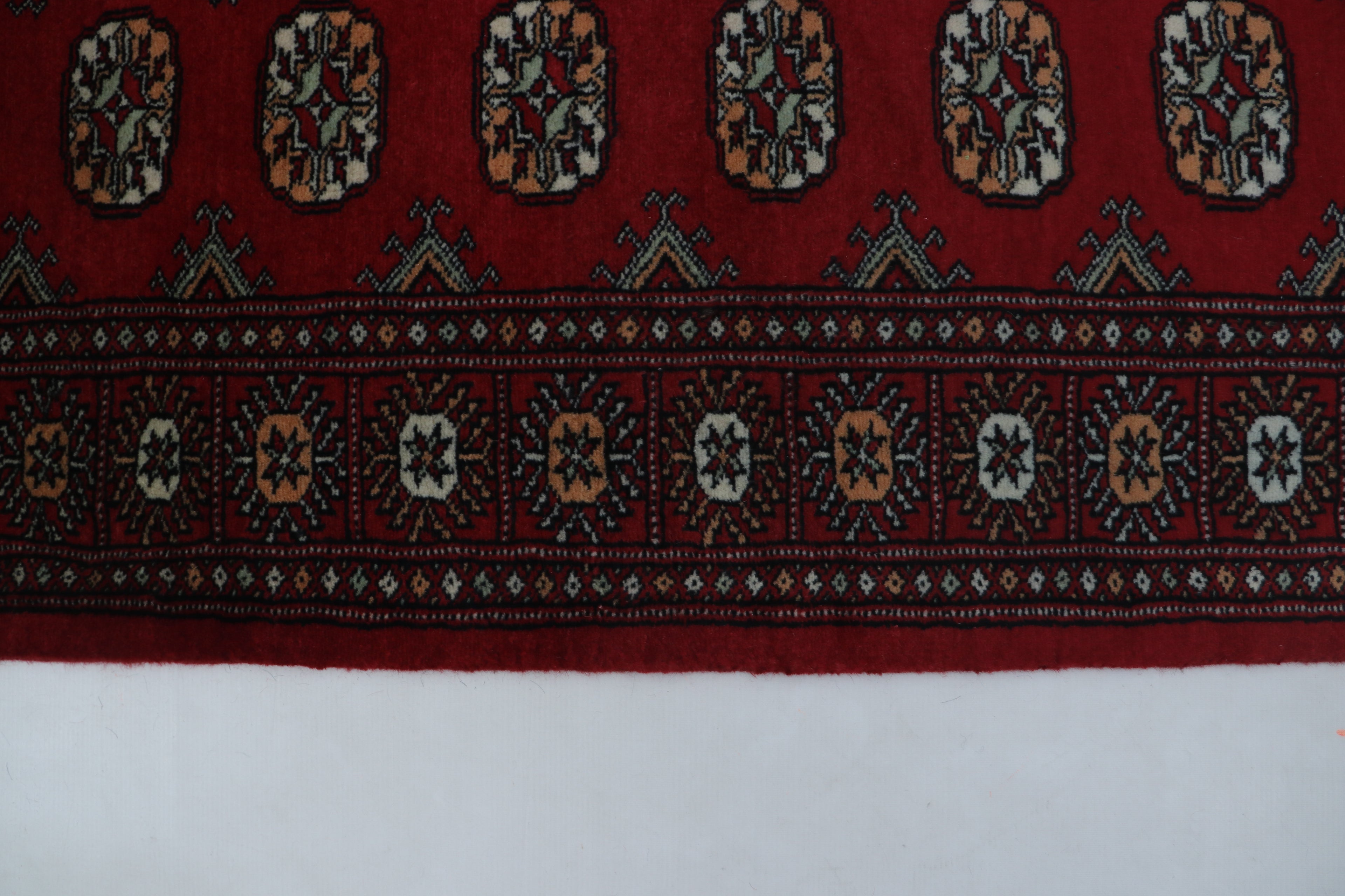 3x5 Red Mori Bokhara Geometric Handmade Cotton & Wool Rug | Premium Luxury Area Rug