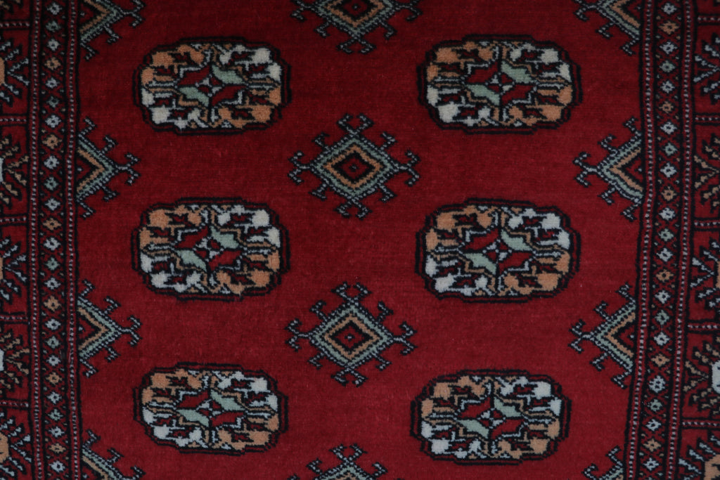 3x5 Red Mori Bokhara Geometric Handmade Cotton & Wool Rug | Premium Luxury Area Rug