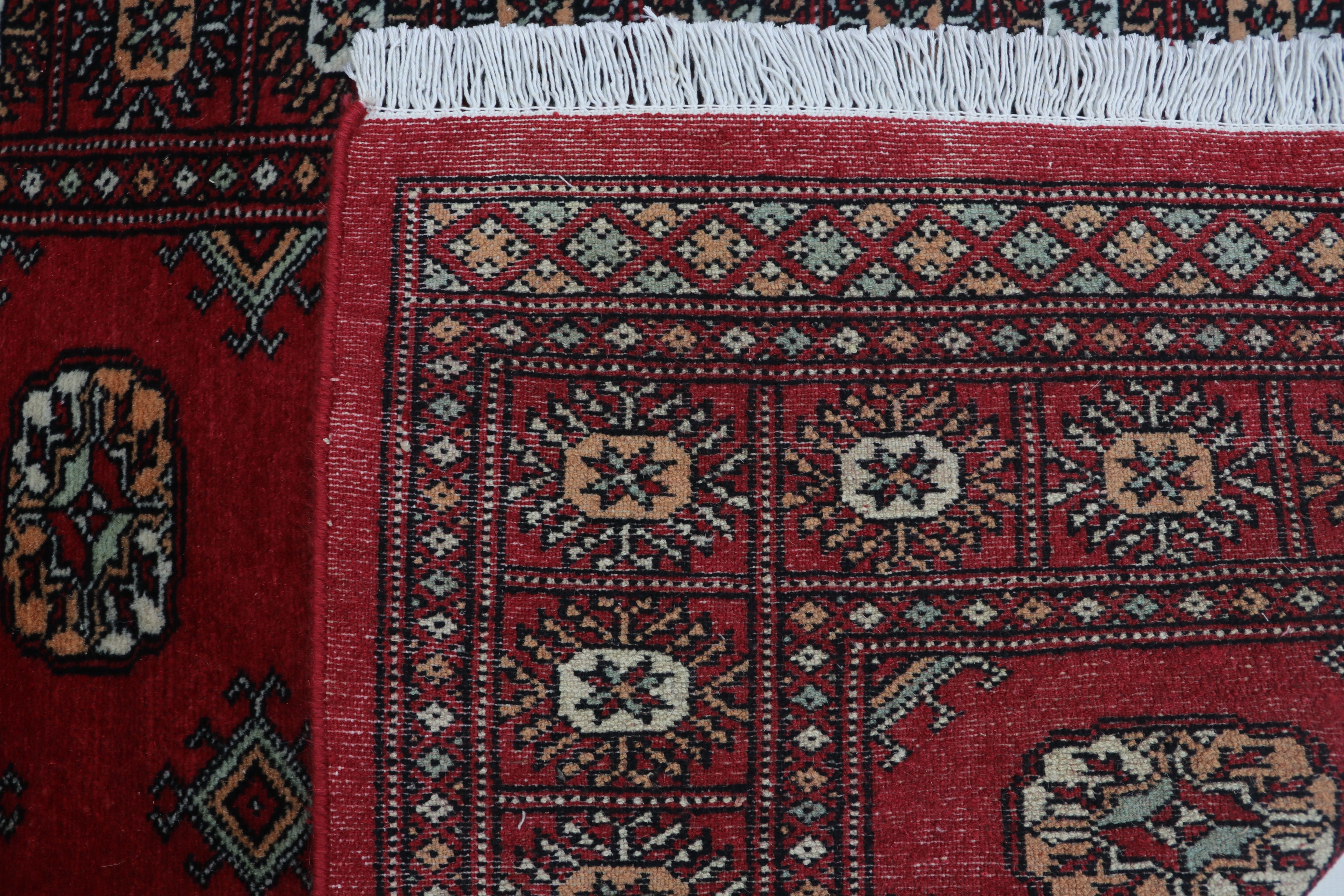 3x5 Red Mori Bokhara Geometric Handmade Cotton & Wool Rug | Premium Luxury Area Rug