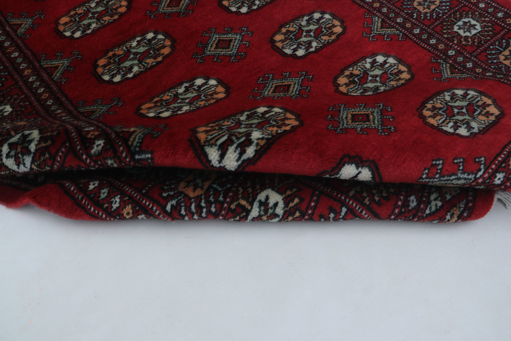 3x5 Red Mori Bokhara Geometric Handmade Cotton & Wool Rug | Premium Luxury Area Rug