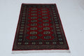 Red Mori Bokhara handmade geometric cotton and wool rug