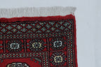 3x5 Red Mori Bokhara Geometric Handmade Cotton & Wool Rug | Premium Luxury Area Rug