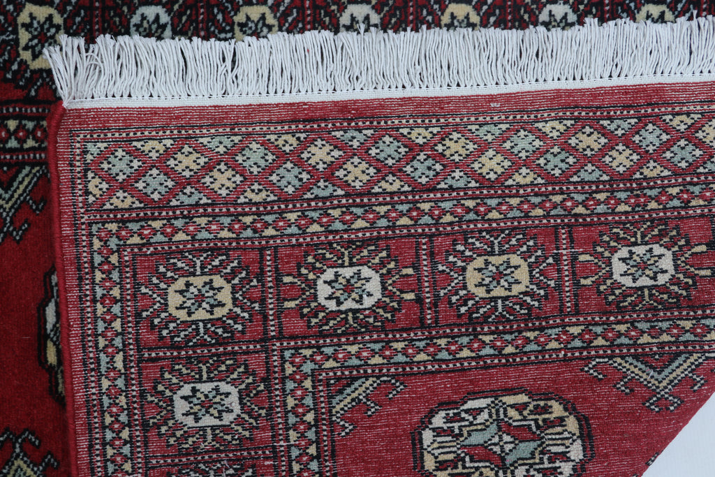 3x5 Red Mori Bokhara Geometric Handmade Cotton & Wool Rug | Premium Luxury Area Rug