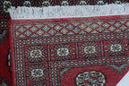 3x5 Red Mori Bokhara Geometric Handmade Cotton & Wool Rug | Premium Luxury Area Rug