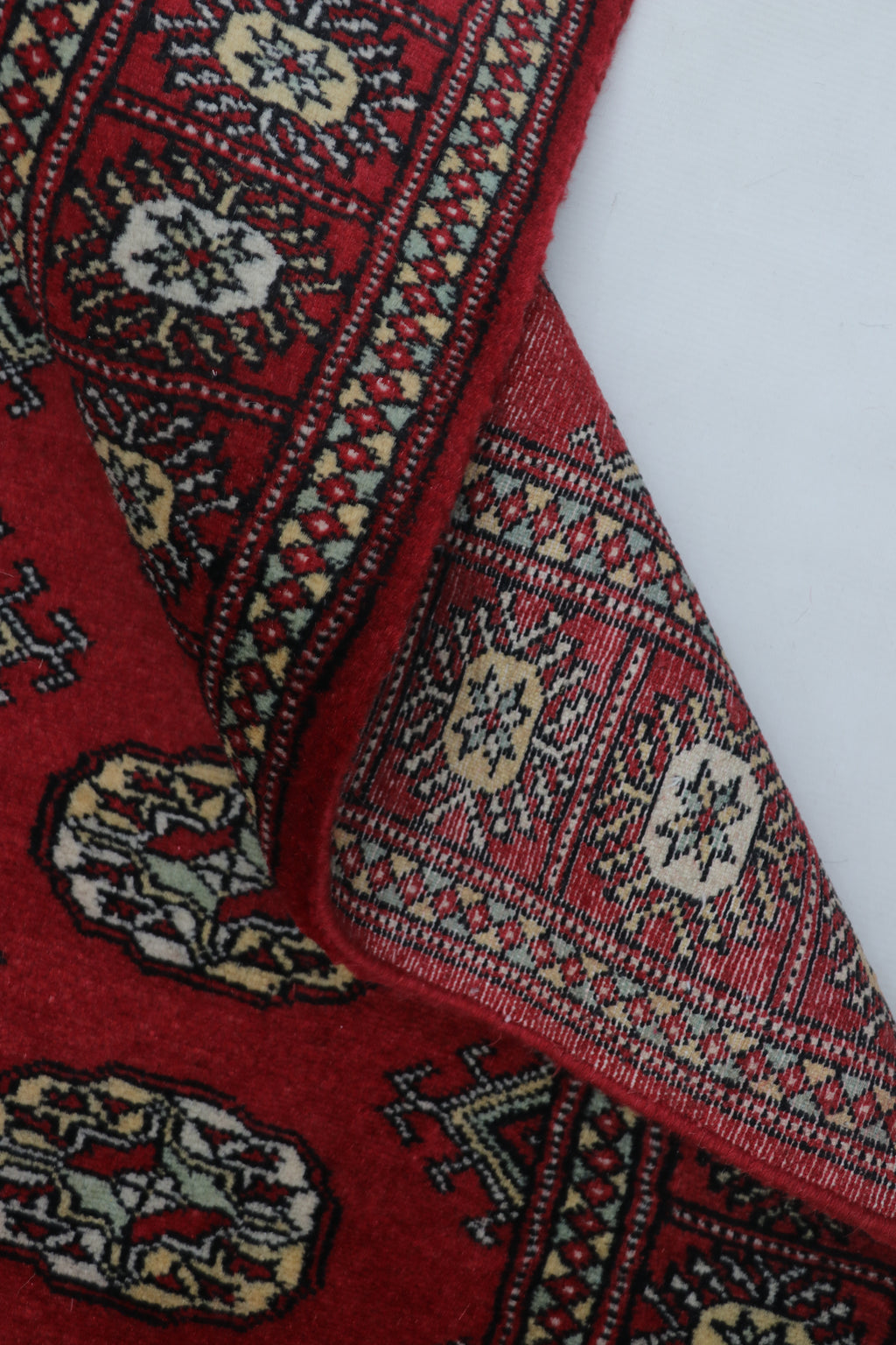 3x5 Red Mori Bokhara Geometric Handmade Cotton & Wool Rug | Premium Luxury Area Rug