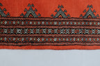 2x3 Orange Mori Bokhara Handmade Wool & Cotton Rug | Geometric Hand-Knotted Area Rug