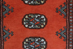 2x3 Orange Mori Bokhara Handmade Wool & Cotton Rug | Geometric Hand-Knotted Area Rug