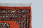 2x3 Orange Mori Bokhara Handmade Wool & Cotton Rug | Geometric Hand-Knotted Area Rug