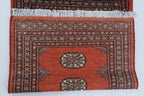 2x3 Orange Mori Bokhara Handmade Wool & Cotton Rug | Geometric Hand-Knotted Area Rug