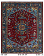 8x10 Red Floral Handmade Cotton & Wool Rug | Luxury Area Rug