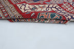 5x8 Beige & Red Super Kazak Geometric Handmade Cotton & Wool Rug | Premium Luxury Area Rug