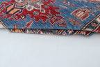 5x6 Beige & Blue Super Kazak Geometric Handmade Cotton & Wool Rug | Premium Luxury Area Rug