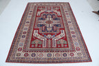 5x8 Super Kazak Geometric Area Rug | Handmade Cotton & Wool Rug | Vegetable Dyed
