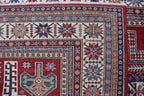 5x8 Super Kazak Geometric Area Rug | Handmade Cotton & Wool Rug | Vegetable Dyed