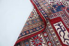 5x8 Super Kazak Geometric Area Rug | Handmade Cotton & Wool Rug | Vegetable Dyed