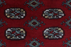 3x5 Red Mori Bokhara Handmade Wool & Cotton Rug | Geometric Hand-Knotted Area Rug