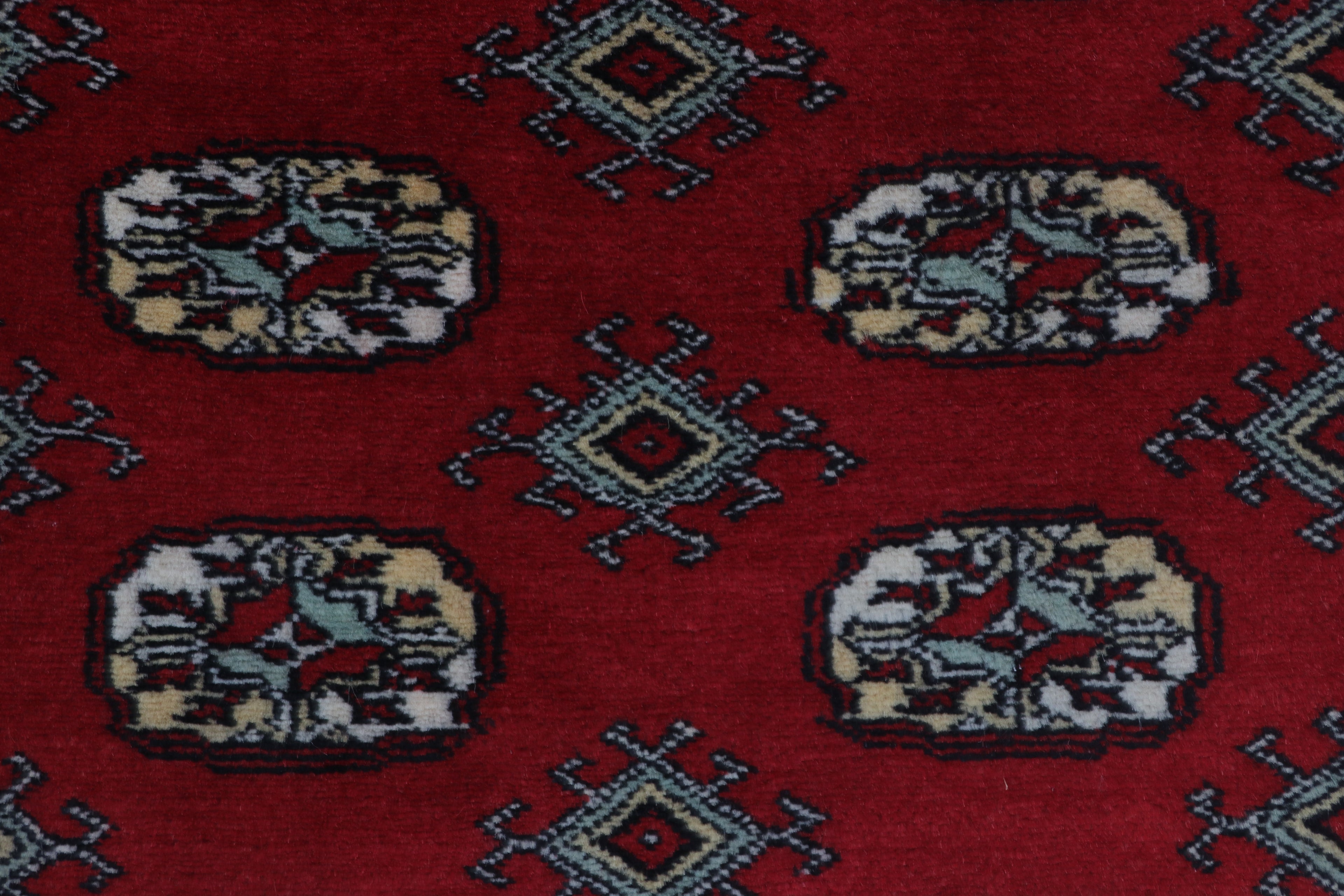 3x5 Red Mori Bokhara Handmade Wool & Cotton Rug | Geometric Hand-Knotted Area Rug