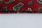 3x5 Red Mori Bokhara Handmade Wool & Cotton Rug | Geometric Hand-Knotted Area Rug