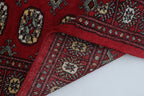 3x5 Red Mori Bokhara Handmade Wool & Cotton Rug | Geometric Hand-Knotted Area Rug