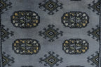 3x5 Grey Mori Bokhara Handmade Wool & Cotton Rug | Geometric Hand-Knotted Area Rug