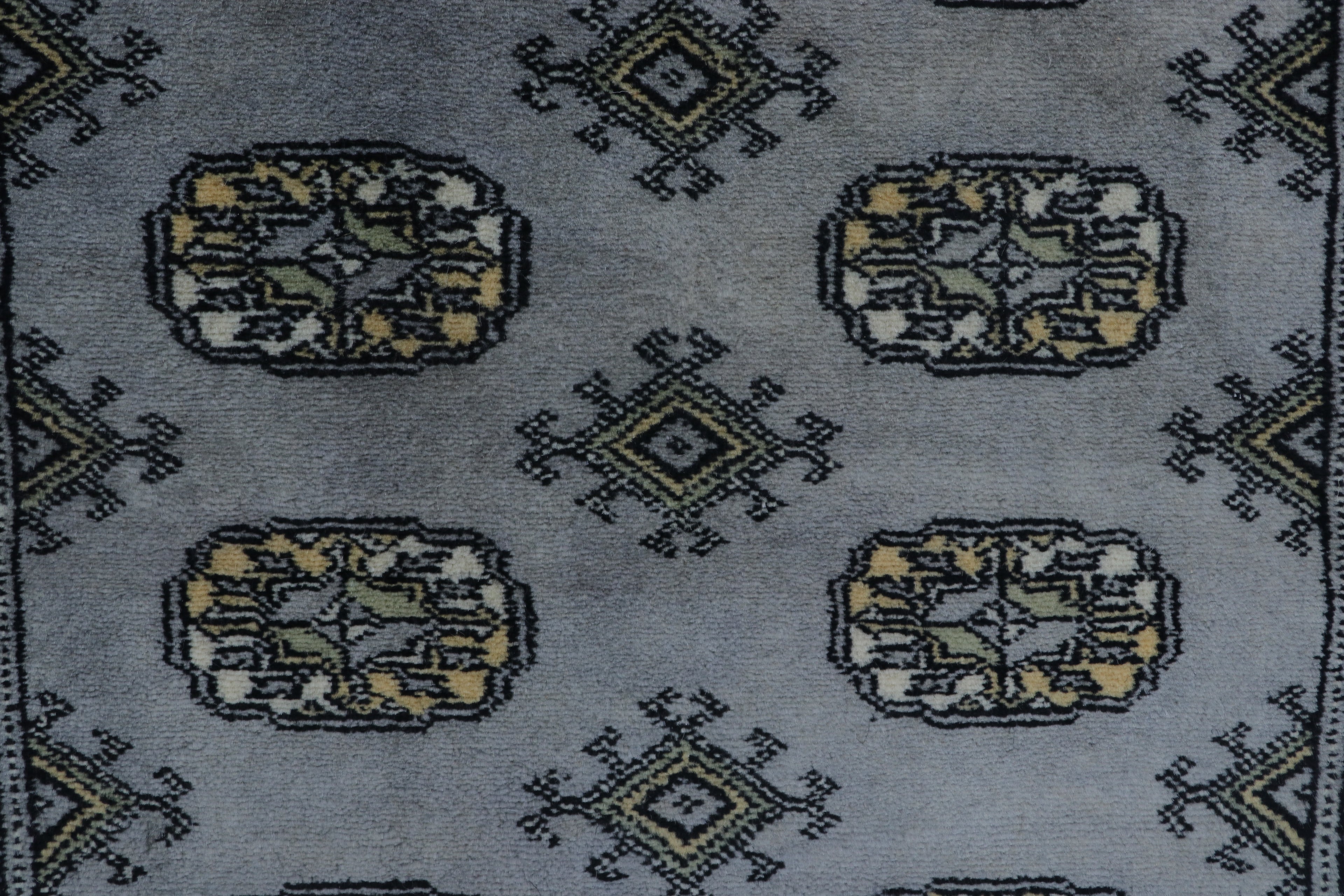 3x5 Grey Mori Bokhara Handmade Wool & Cotton Rug | Geometric Hand-Knotted Area Rug