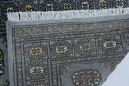3x5 Grey Mori Bokhara Handmade Wool & Cotton Rug | Geometric Hand-Knotted Area Rug