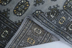 3x5 Grey Mori Bokhara Handmade Wool & Cotton Rug | Geometric Hand-Knotted Area Rug