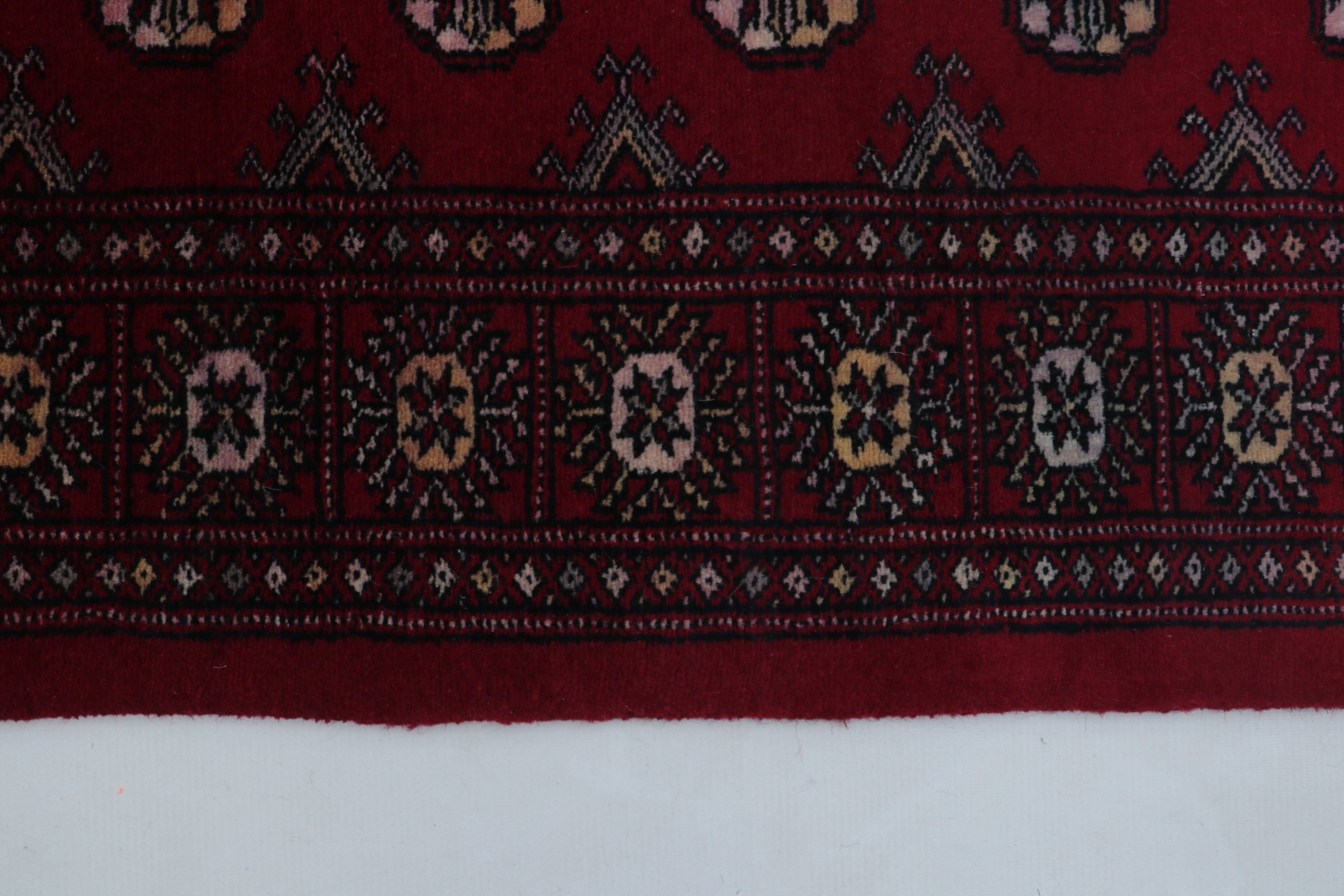 3x5 Red Mori Bokhara Handmade Wool & Cotton Rug | Geometric Hand-Knotted Area Rug