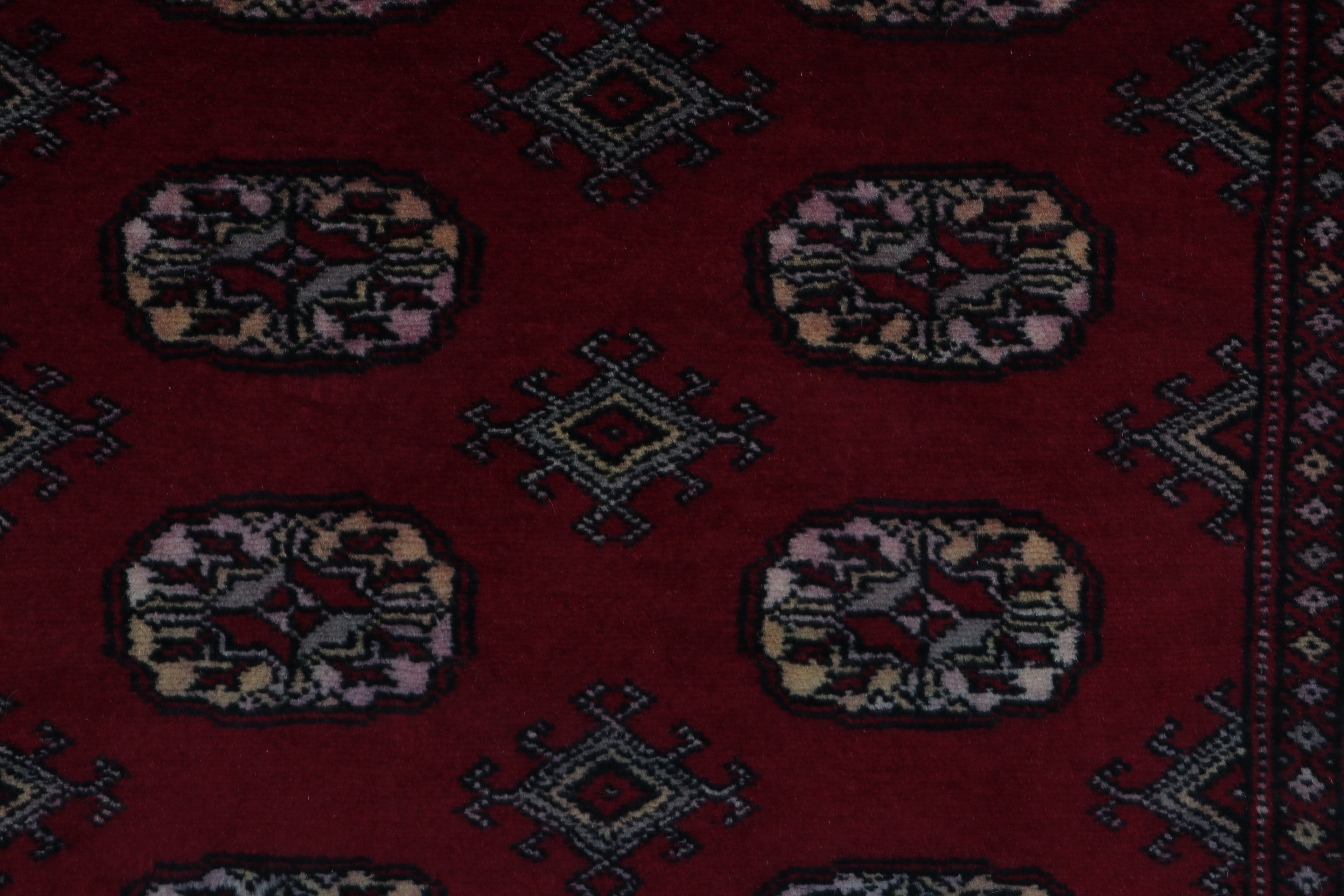 3x5 Red Mori Bokhara Handmade Wool & Cotton Rug | Geometric Hand-Knotted Area Rug
