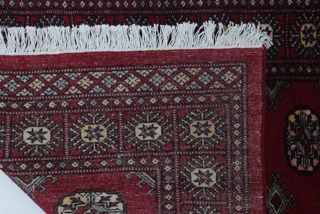 3x5 Red Mori Bokhara Handmade Wool & Cotton Rug | Geometric Hand-Knotted Area Rug
