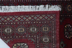 3x5 Red Mori Bokhara Handmade Wool & Cotton Rug | Geometric Hand-Knotted Area Rug