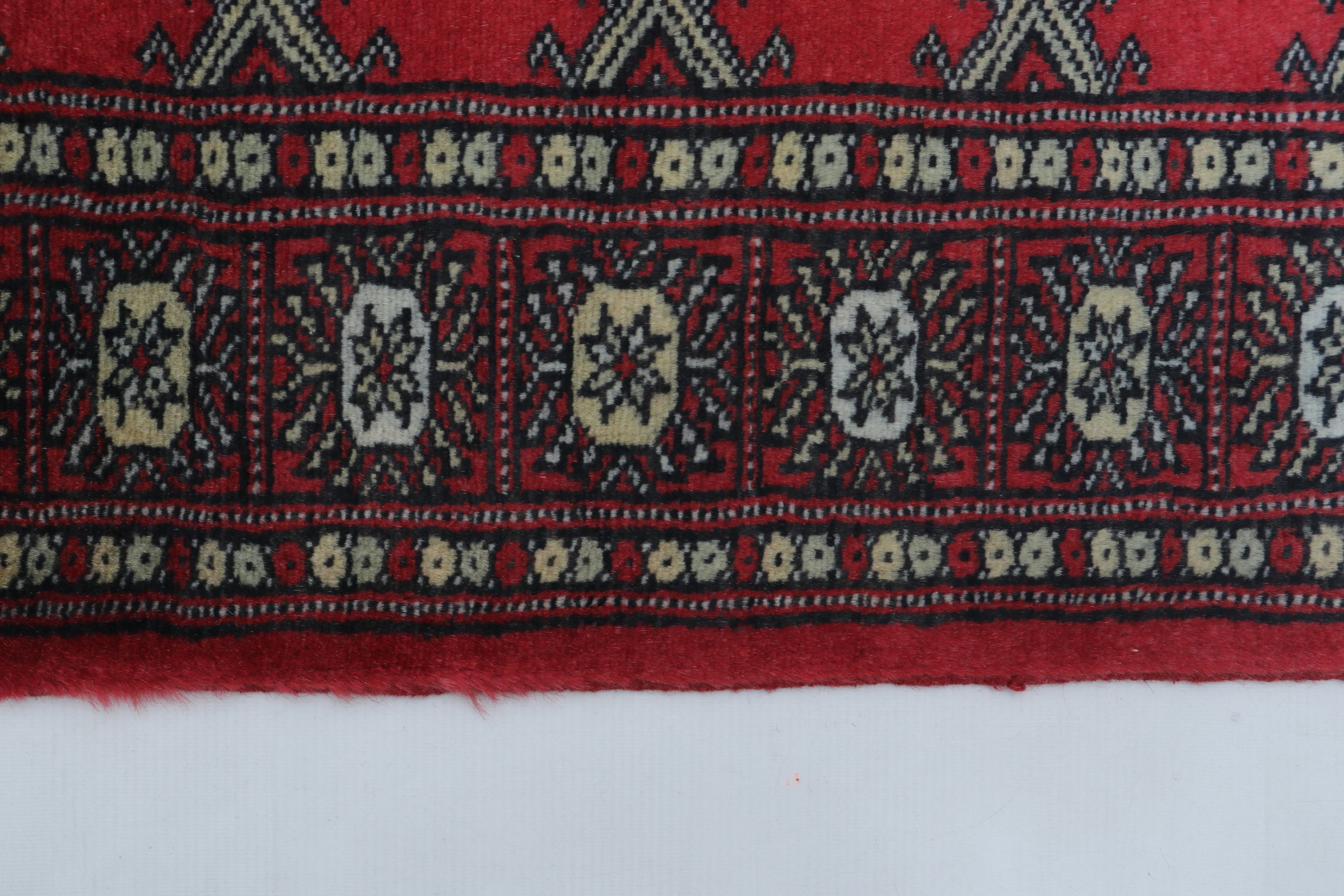 2x3 Red Mori Bokhara Handmade Wool & Cotton Rug | Geometric Hand-Knotted Area Rug