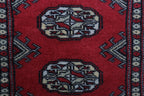 2x3 Red Mori Bokhara Handmade Wool & Cotton Rug | Geometric Hand-Knotted Area Rug