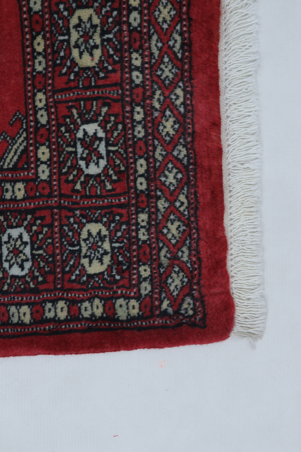 2x3 Red Mori Bokhara Handmade Wool & Cotton Rug | Geometric Hand-Knotted Area Rug