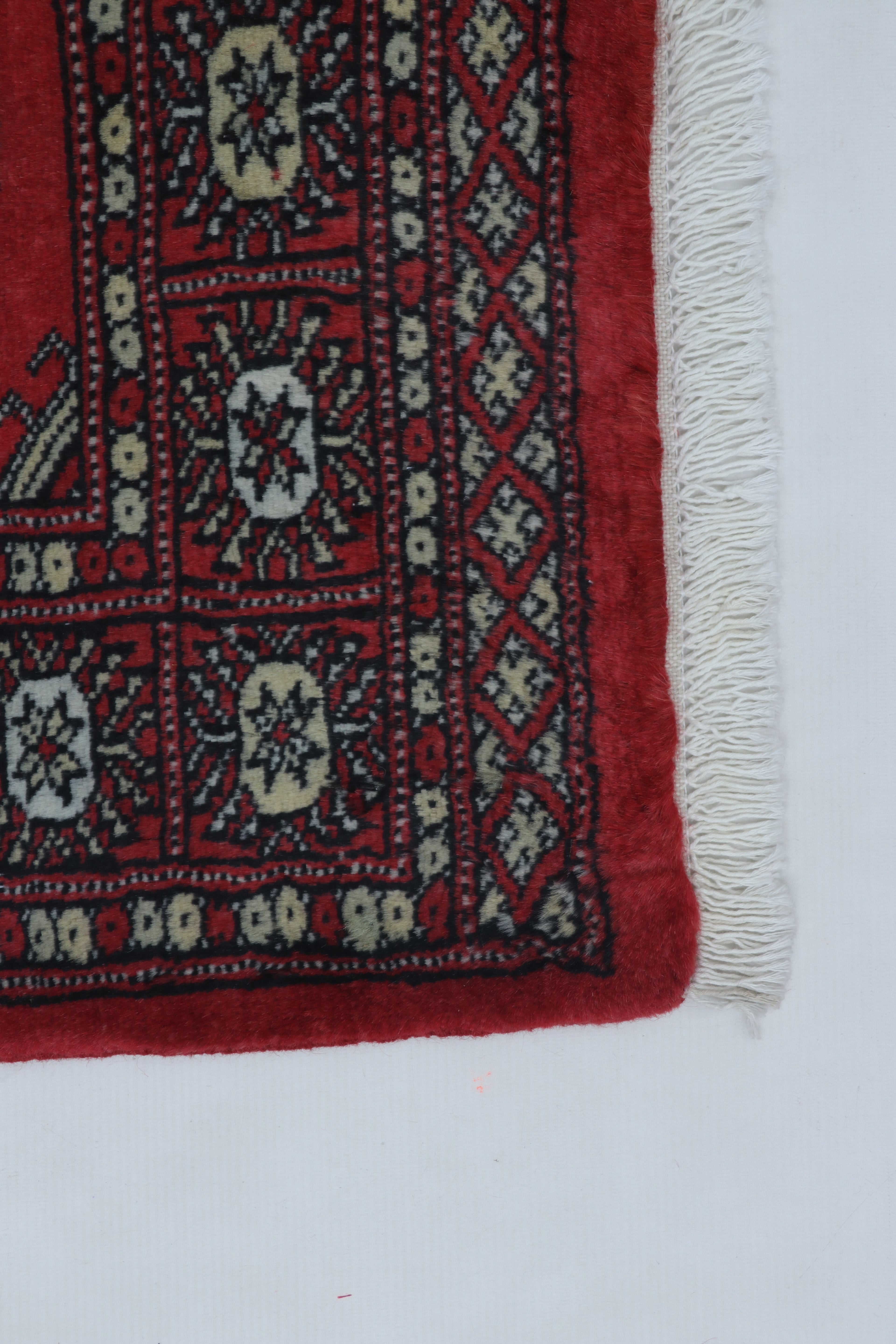 2x3 Red Mori Bokhara Handmade Wool & Cotton Rug | Geometric Hand-Knotted Area Rug