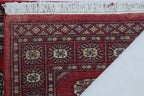 2x3 Red Mori Bokhara Handmade Wool & Cotton Rug | Geometric Hand-Knotted Area Rug